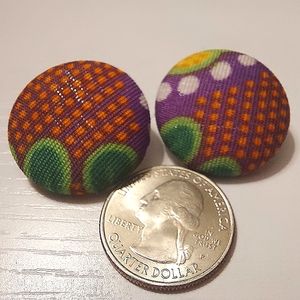 African Print Button Earrings!